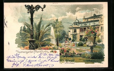 Künstler-Lithographie Frankfurt-Westend, Palmengarten 1901 