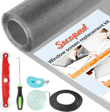 Window Screen and Screen Door Mesh Repair Kit, Grey, 39In X 78In Replacement T