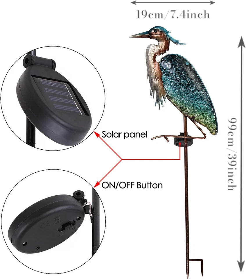 Светодиодная синяя цапля садовая колье уличное освещение стекло украшение для двора художественный декор - Изображение 3 из 4
