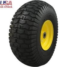 15x6.00-6 Tire W/ Solid Yellow Steel Wheel John Deere Mower Replacement New