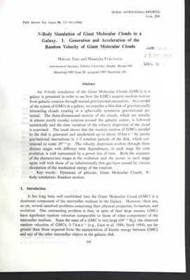 N-Body Simultation of Giant Molecular Clouds in a Galasy. I. Generation and Acce