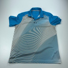 Oakley Polo Shirt Mens Medium Blue Geometric Lightweight Stretch Golf