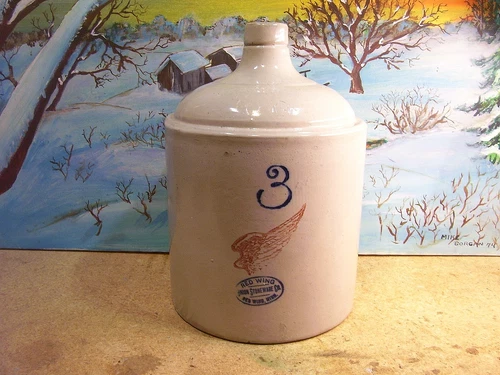 NICE ANTIQUE RED WING UNION STONEWARE 3 GALLON SHOULDER JUG  1930  ~ EXCELLENT