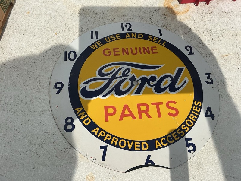 14 IN. GENUINE FORD PARTS CLOCK FACE. METAL  VERY NICE