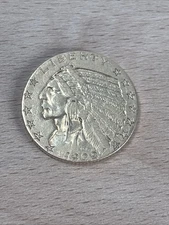 1909 $5 Dollar Indian Head Half Eagle U.S Gold Coin Circulated