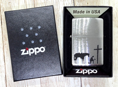 Cowboy Kneeling & Praying At A Cross Zippo Lighter  2020