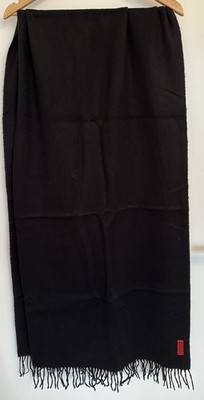Edler HUGO BOSS Schal | 100% Kaschmir | 200 x 50 cm | Schwarz | Made in UK