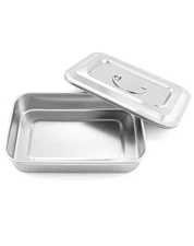 Stainless Steel Instrument Tray with Lid & Handle, 9.5x6.3x2 in Organizer 201 SS