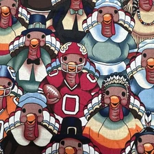 Turkey Bowl Football Turkey Thanksgiving Cotton Fabric Michael Miller Half Y #30