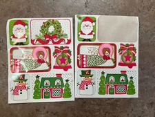 Vintage 11 Fun Christmas Stickers Santa Angel Snowman Bell Wreath Holiday House