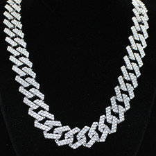 Mens Square Miami Cuban Curb Link 20mm Iced Silver Plated Cz Necklace Hip Hop