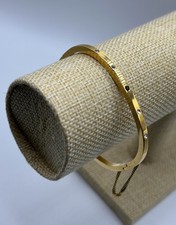 Vtg LDADPR Black Clear Crystals Gold Tone Hinged Safety Chain Bracelet France