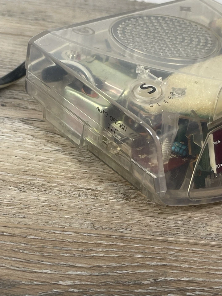 Vintage 2004 jWIN Modelo Nº Radio reloj despertador JL-204C AM/FM plástico transparente Foto 3 de 4