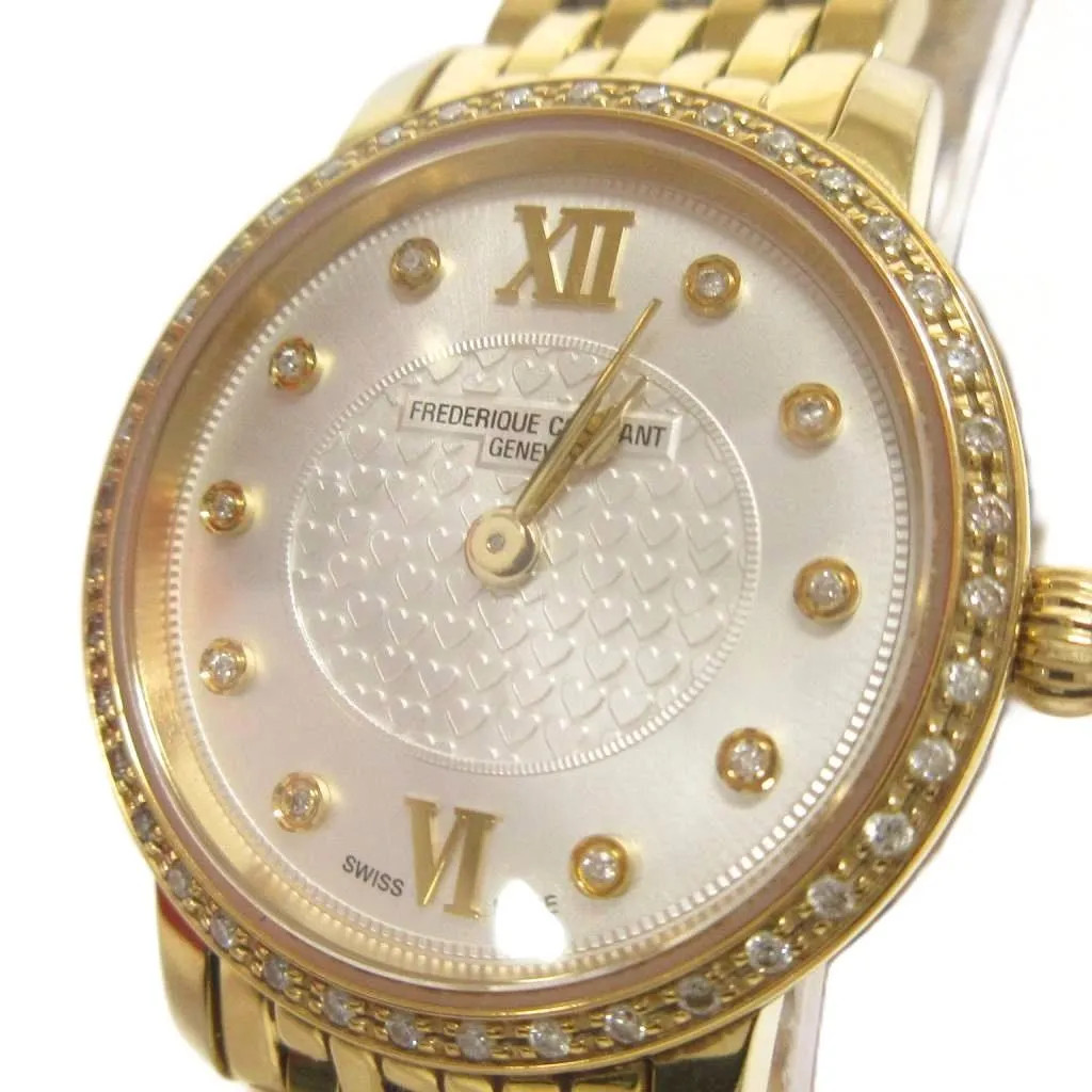 FREDERIQUE Constant Slimline Analog Quartz Wristwatch Diamond Bezel White Dial image 4