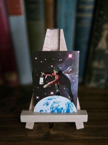 ACEO ORIGINAL Cosmic Light Space Explorer Surreal Collage Art By BriesPaperTrail