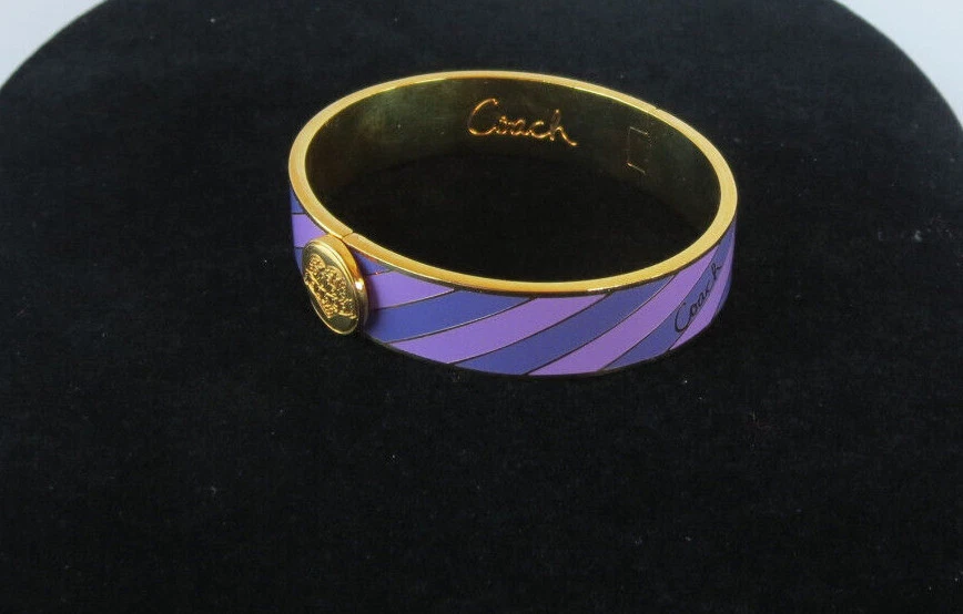 COACH Bracelet Hinged Push Purple 2 Tones w Gold Very Good
