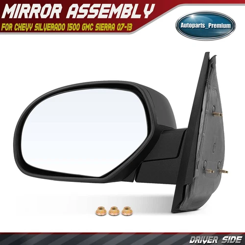 Driver LH Black Manual Mirror for Chevrolet Silverado 1500 GMC Sierra 1500 07-13