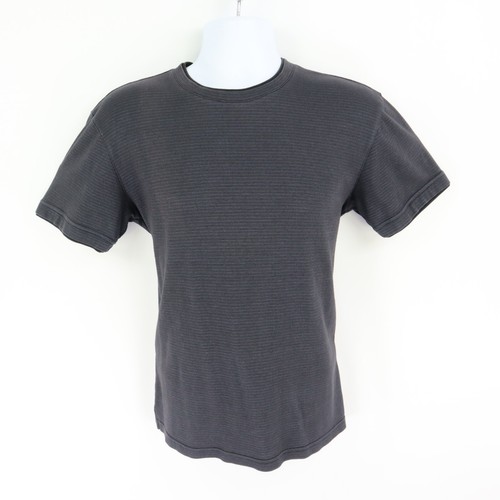 TShirt Mens Size S Gray Black Striped Stretch Cotton Blend