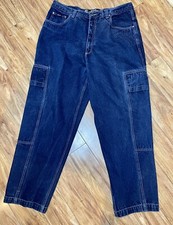 Karl Kani Cargo Jeans Vintage Dark Wash Denim Cotton Wide Leg Men  s 38x34