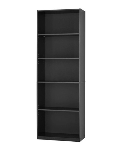 Mainstays 5-Shelf Bookcase with Adjustable Shelves, True Black Oak