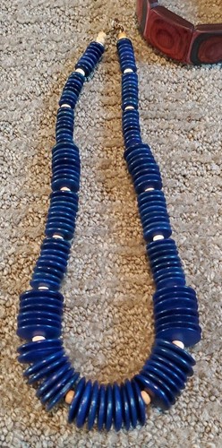 Round Graduated Wood Bead Necklaces and Wood Stretch Bracelet 4 Piece Lot - Picture 2 of 8