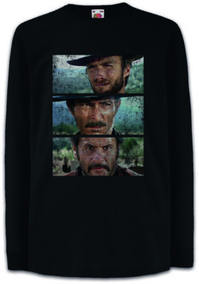 THE GOOD THE BAD AND THE UGLY Kinder Langarm T-Shirt Italo Western Cowboy Clint