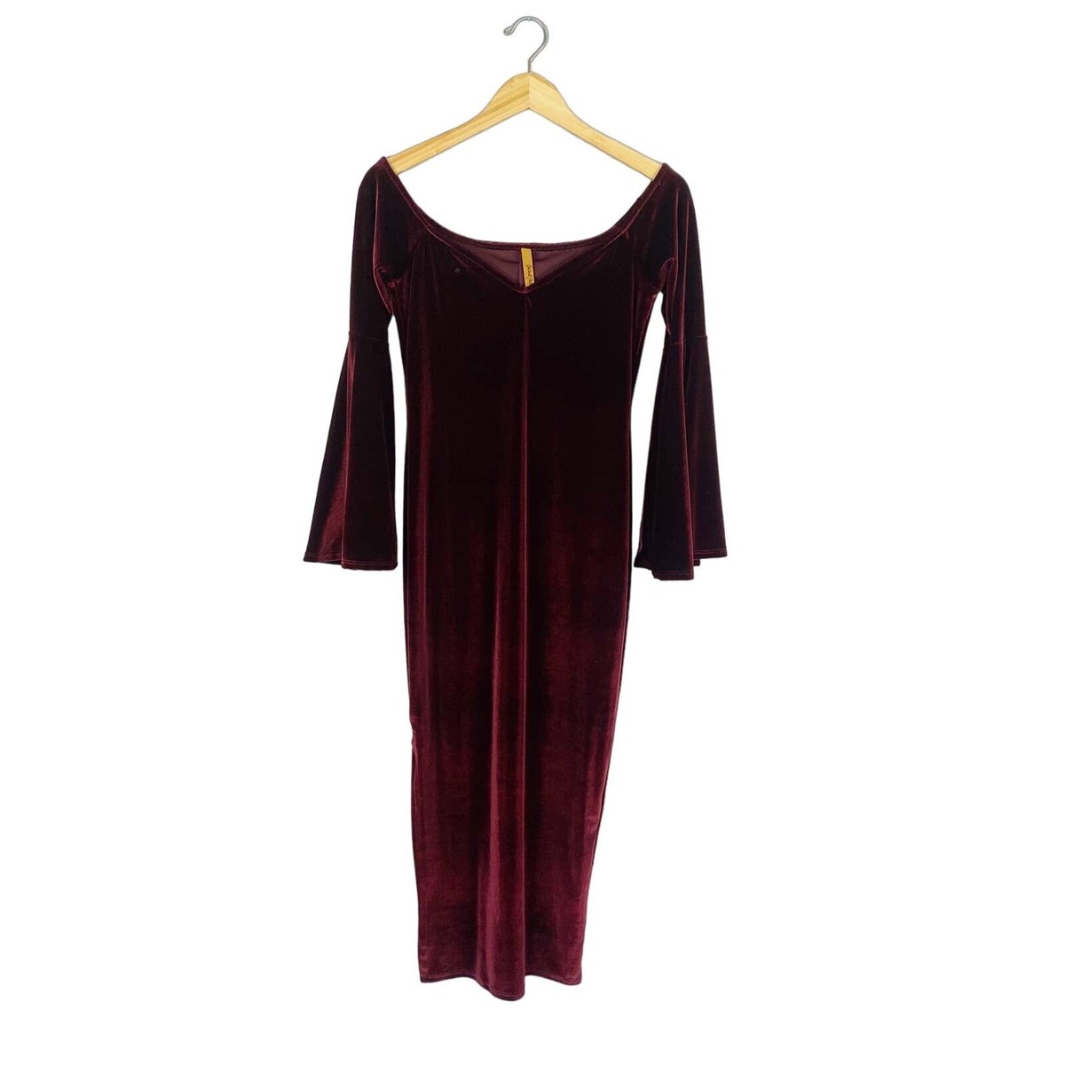 rachel pally midi dress Rachel Pally Velvet Bell Sleeve Midi Dress Burgundy Medium