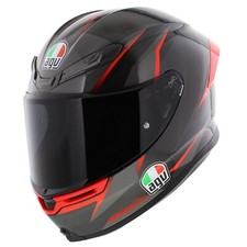 AGV K6 S Slashcut Brillo Negro Rojo, Casco de Motocicleta Cara Completa, ¡Nuevo E2206!