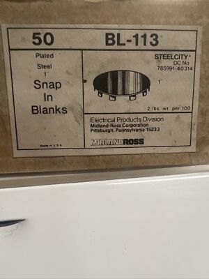 Steel City BL-113 Snap in Blanks Qty In Box-50