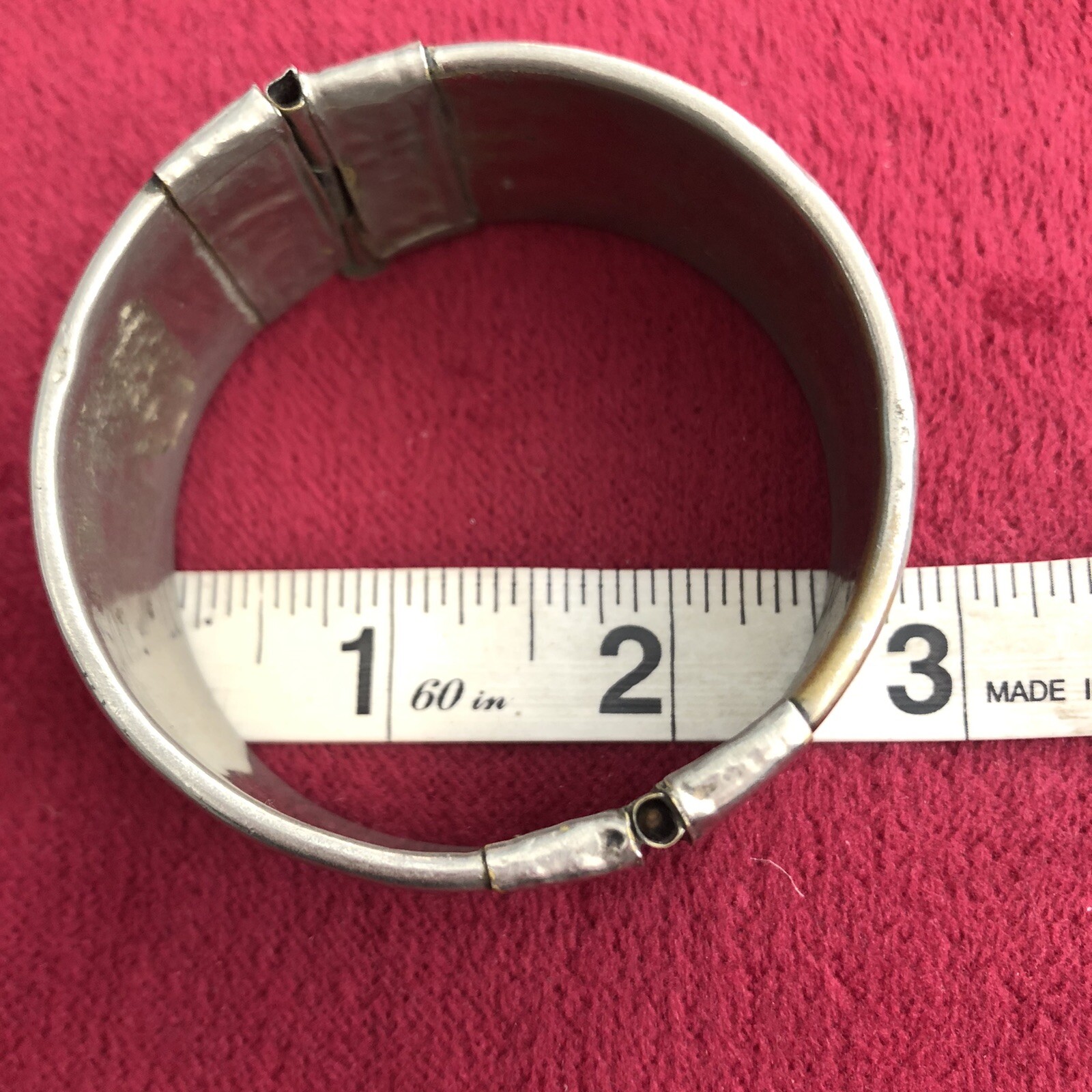 Bohemian Hinged Silvertone Bangle Bracelet - image 4