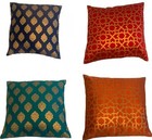 Hand-made, Authentic Indian Pillowcase,16X16,Silk/cotton, Pack Of 4