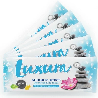 Luxura Shower Bed in Bath Body Wipes - No Rinse Bathing and Cleansing Wipes Pack