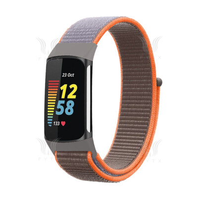 Für Fitbit Charge 5 Gewebtes Nylon Loop Atmungsaktives Ersatz Sport Armband