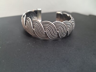 Silver Bracelet Braided Chain 925 Sterling Silver Cuff Bangle Bracelet 57 Gram