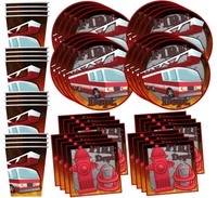 Fire Fighter Birthday Party Supplies Set Plates Napkins Cups Tableware Kit Fo... on sale Fire Fighter Birthday Party Supplies Set Plates Napkins Cups Tableware Kit Fo... on sale