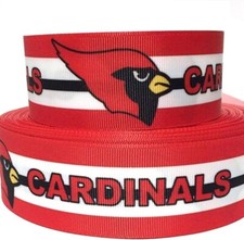 GROSGRAIN RIBBON 5/8" , 7/8", 1.5", 3" Football Sports Red Team Printed
