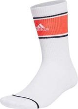 Image of adidas Cushioned 2 Pack Logo Graphic Crew Socks White Gym Training Workout