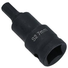 M7 x 55mm 1/2in Drive Short Impact Impacted Allen hex Key Socket 7mm