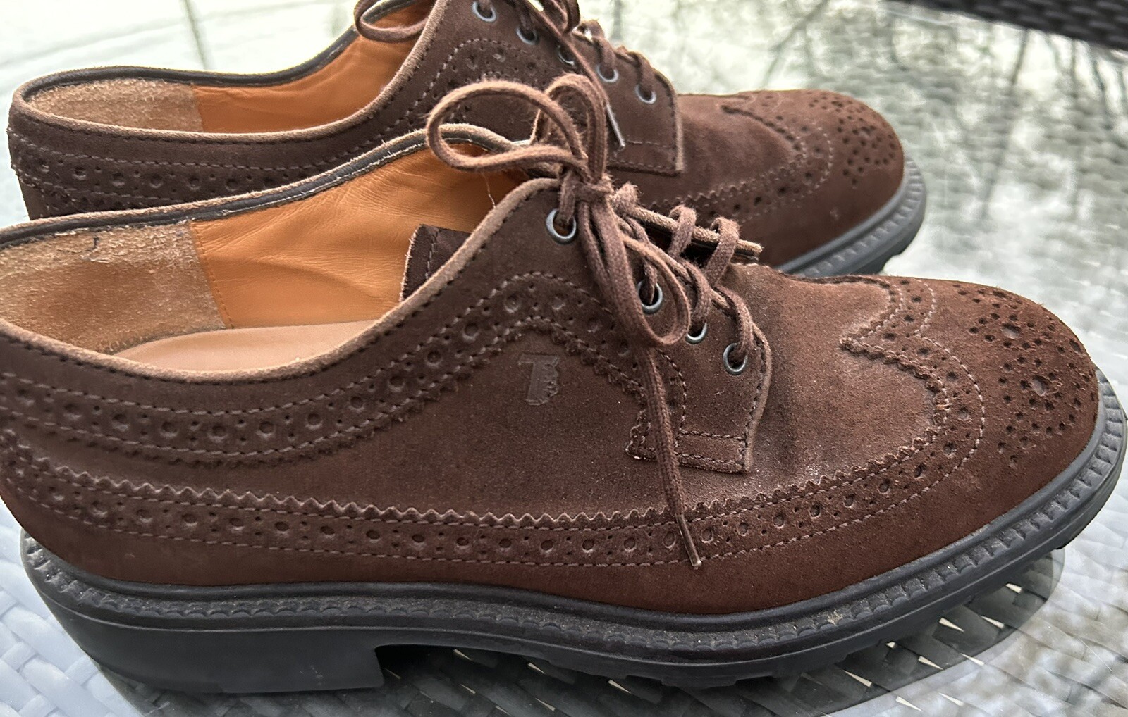 SAOLA Scarpe uomo Tods derby traforate punta alare marrone scamosciato 6 5 Italia