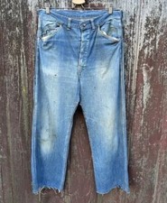 Vintage 1940's Big Mac Penny's Donut Hole Carpenter Denim Jeans Distressed