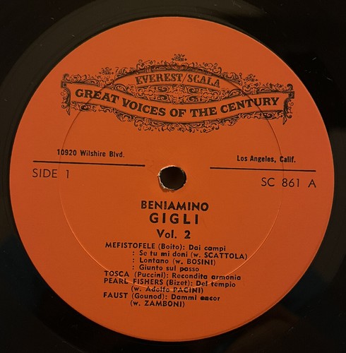 BENIAMINO GIGLI SINGS VOL. 2 GREAT VOICES OF THE CENTURY Vinyl LP NM Ships USA - Imagen 2 de 4