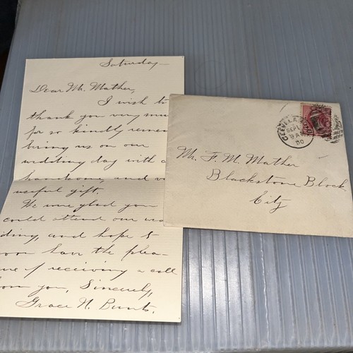 Antique Wedding Correspondence to Blackstone Block Historic District Boston MA