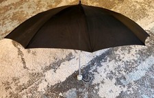 Vintage Black Nylon Lucite Handle Mid Century Compact Umbrella Parasol Japan