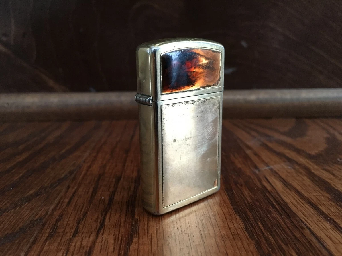 1977 ZIPPO Slim Windproof Lighter Gold Chrome Cigarettes Tobacco Vintage  Smoking