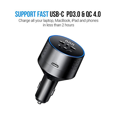 USB C Charger With 110V AC Plug Outlet - 100W 4 in 1 Super Fast Car Charger