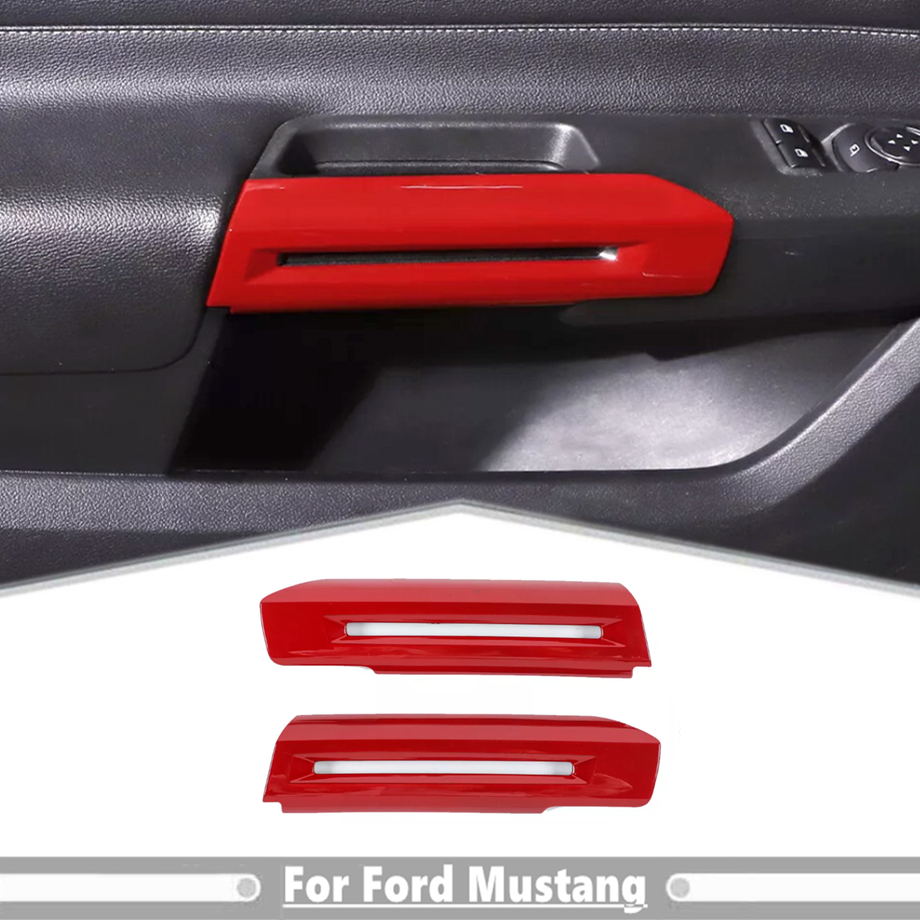 Car Inner Door Armrest Handle Cover Trim For Ford Mustang 15-25 Accessories Red