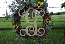 Wooden Letters, Monogram Vine G Letter, Unfinished Wall Letters, Large Letter