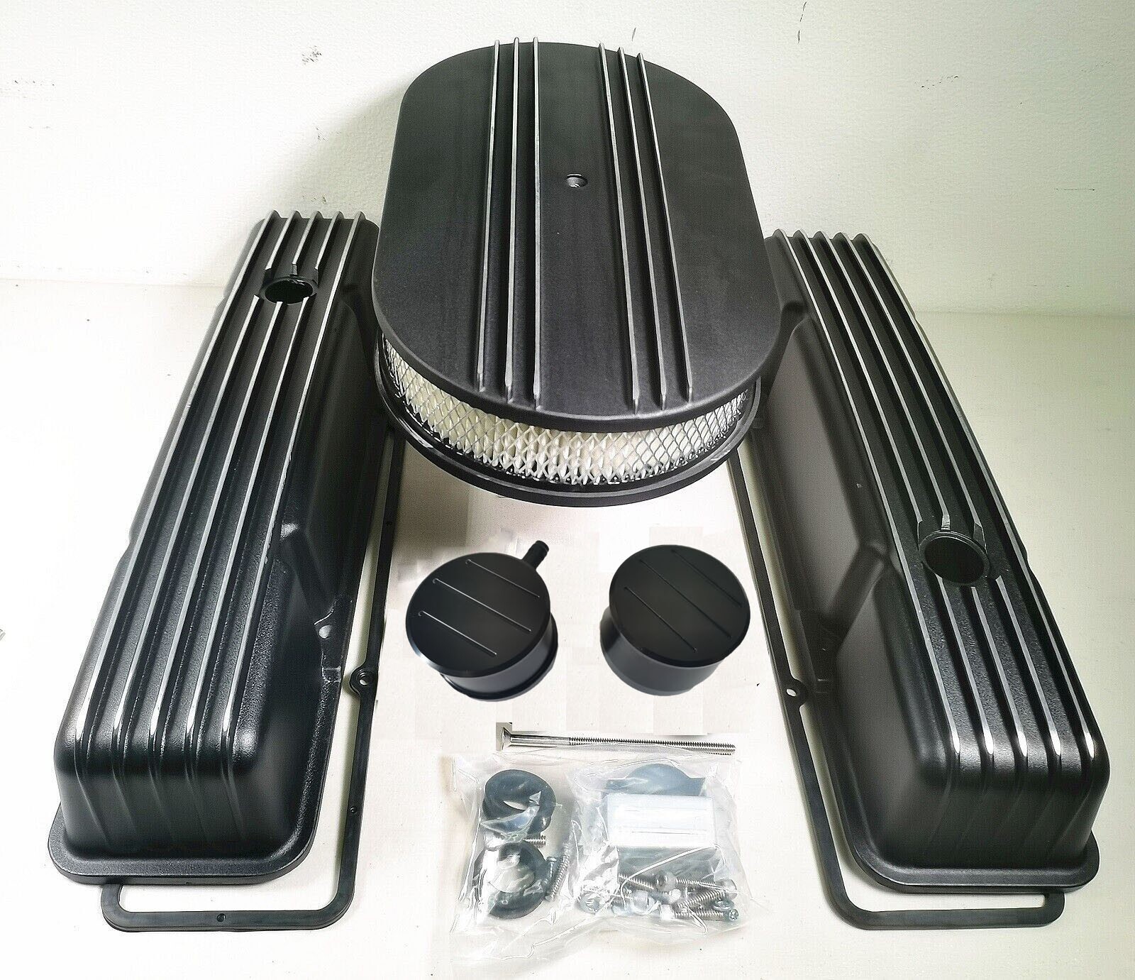 19581986 Chevy SBC 350 400 Tall Black Aluminum Valve Covers Engine