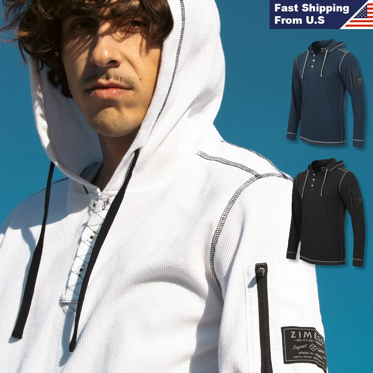 ZIMEGO Mens Thermal Long Pocket Sleeve Lightweight Casual Fashion Hooded Henley
Opens in a new windo