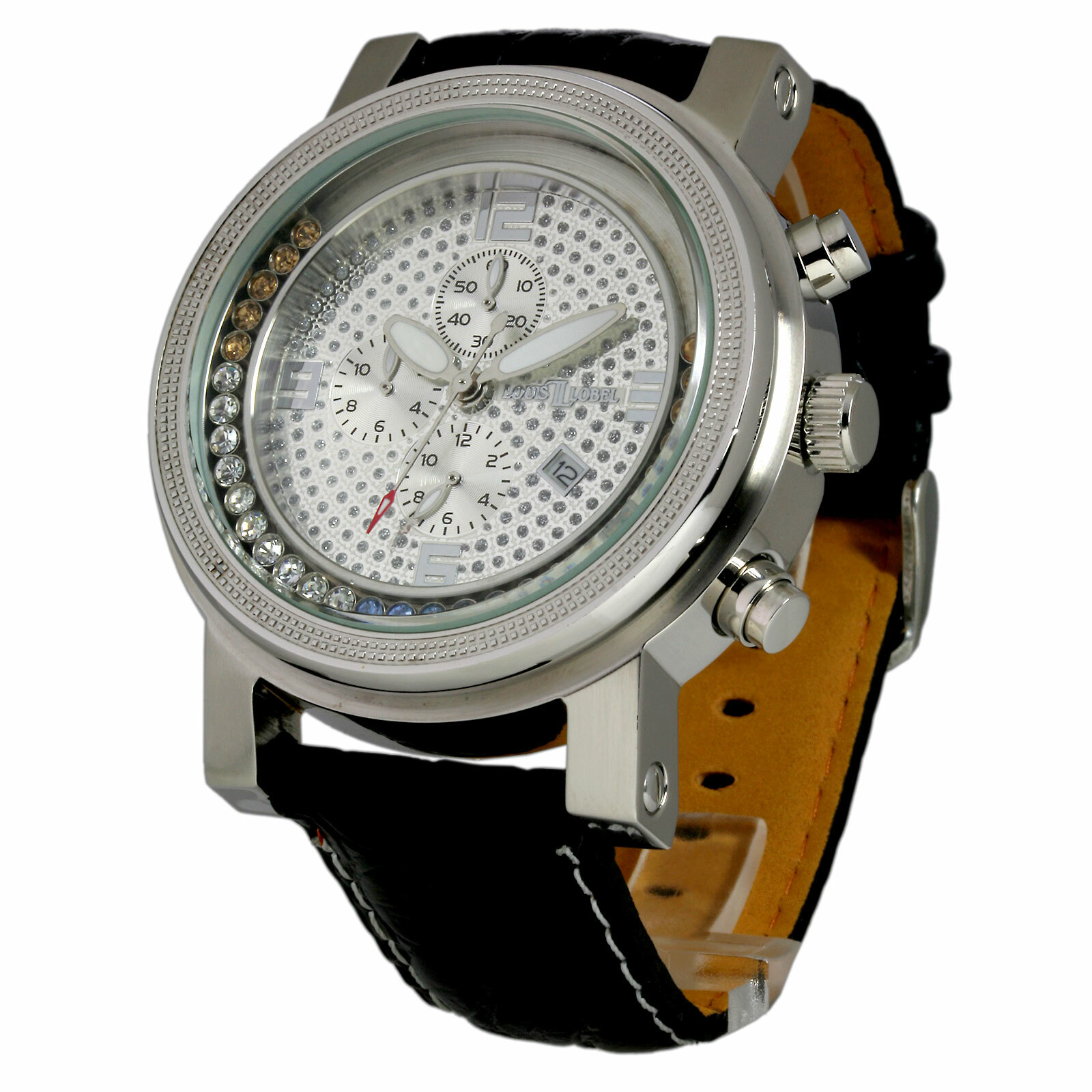 Montre pour homme Louis Lobel Rousseau avec date et chronomètre bracelet cuir
